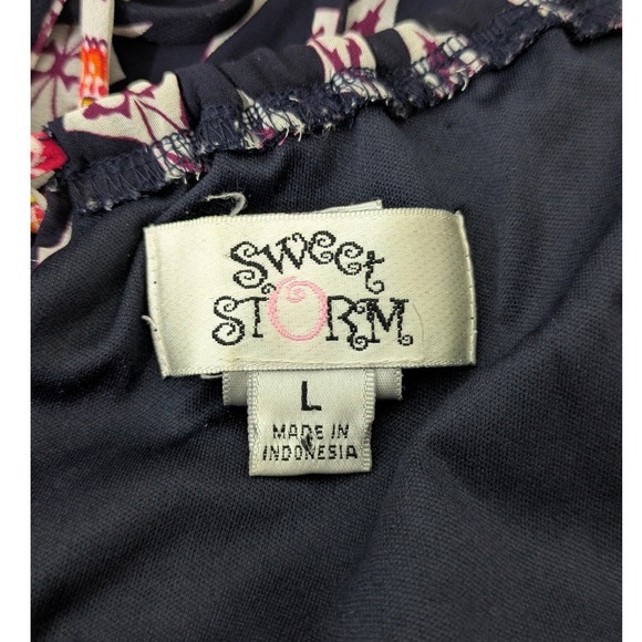 Sweet Storm Women's Sleeveless Paisley Blue Pink Long Dress Maxi Size L - Picture 7 of 8